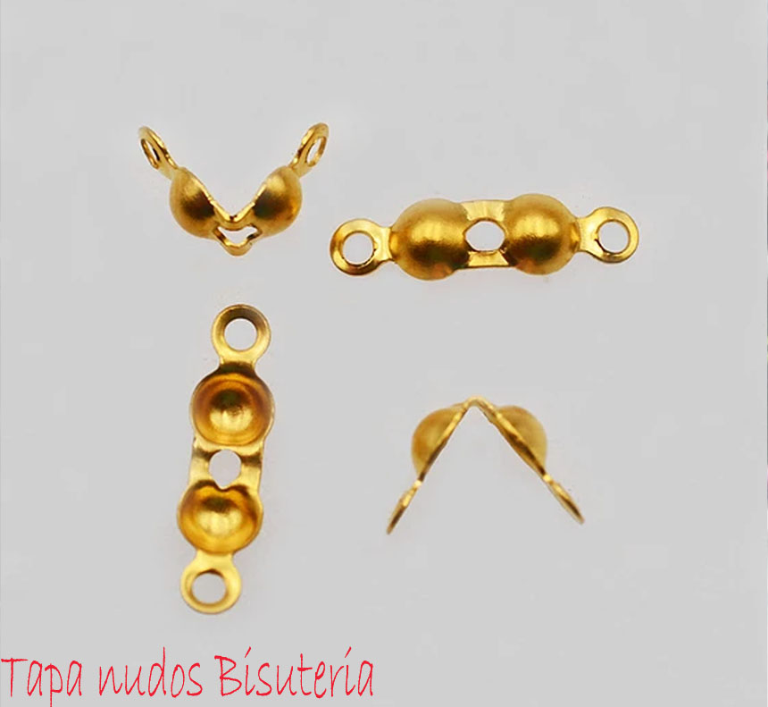tapa nudos en acero, cierre de calota, insumos para bisuteria, herrajes, cierre, conector de cadena