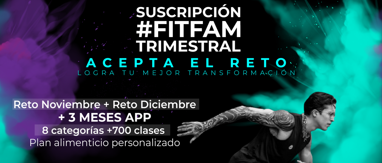 Promotional image for #FitFam subscription and personalized fitness challenges.