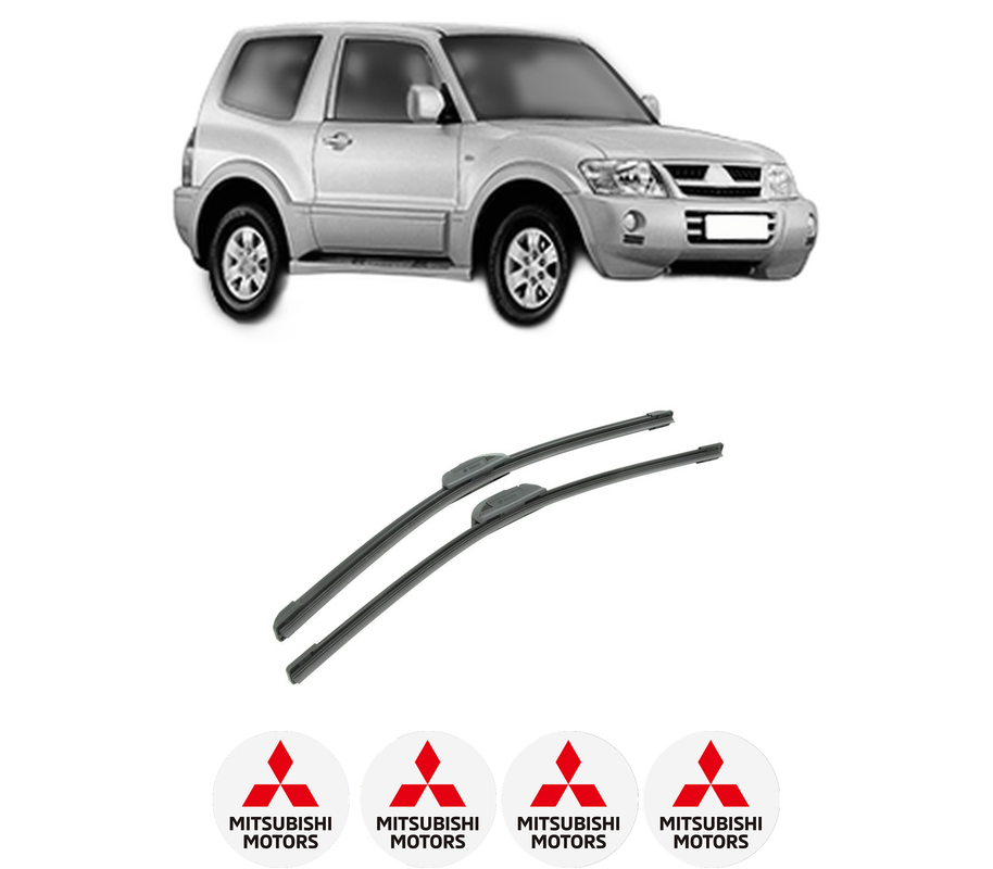 Set stergatoare auto MITSUBISHI PAJERO CLASSIC (V2_W, V6_W, V7_W) din 2001-2006, pentru parbriz auto, 2 bucati, Bosch Aerotwin Retrofit, din cauciuc siliconat rezistent, 4 Stickere Auto MITSUBISHI
