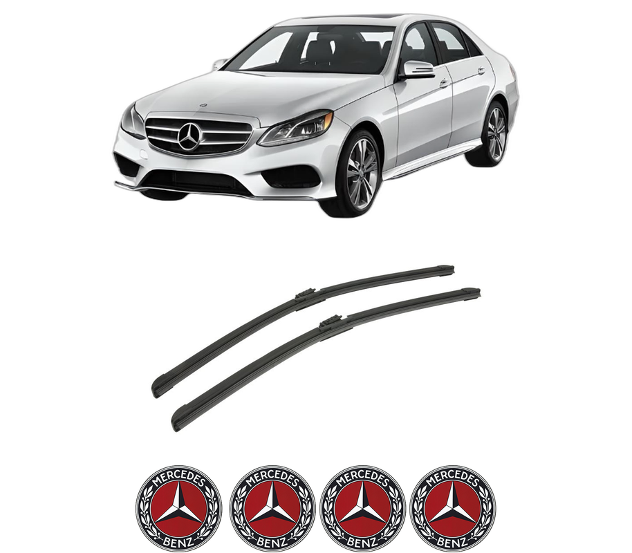 Set stergatoare auto MERCEDES-BENZ E-CLASS (W213) din 2016-2023, pentru parbriz auto, 2 bucati, Bosch Aerotwin, din cauciuc siliconat rezistent, 4 Stickere Auto MERCEDES-BENZ