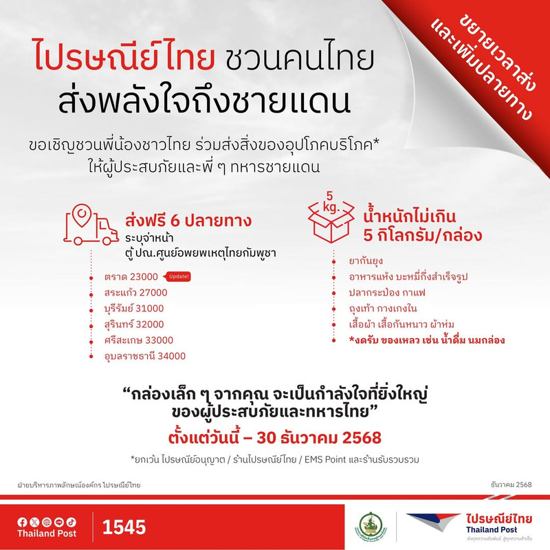 ตู้ ปณ.ศูนย์อพยพเหตุไทย–กัมพูชา