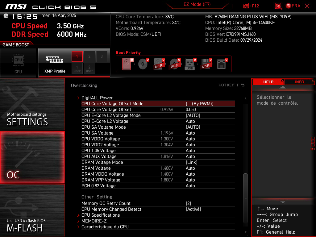 Voltage actuel