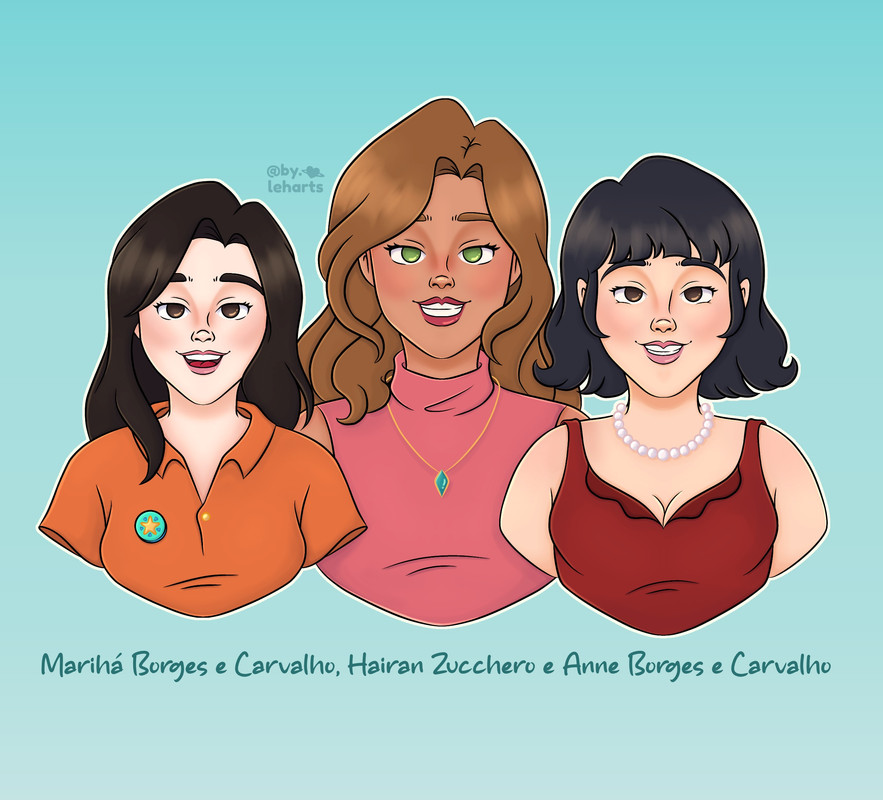 04. Marihá Borges e Carvalho, Hairan Zucchero e Anne Borges e Carvalho (ilustração- Letícia Marques)