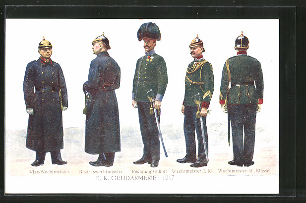 AK-Polizei-KK-Gendarmerie-1917-Vizewachtmeister-Rechnungsfuehrer-und-Bezirkswachtmeister