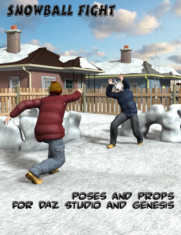 Snowball Fight Poses and Props for Genesis