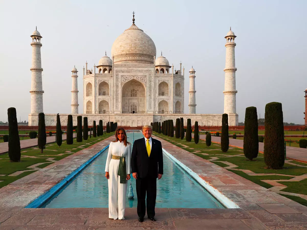 Donald Trump and Melania Trump at Taj Mahal