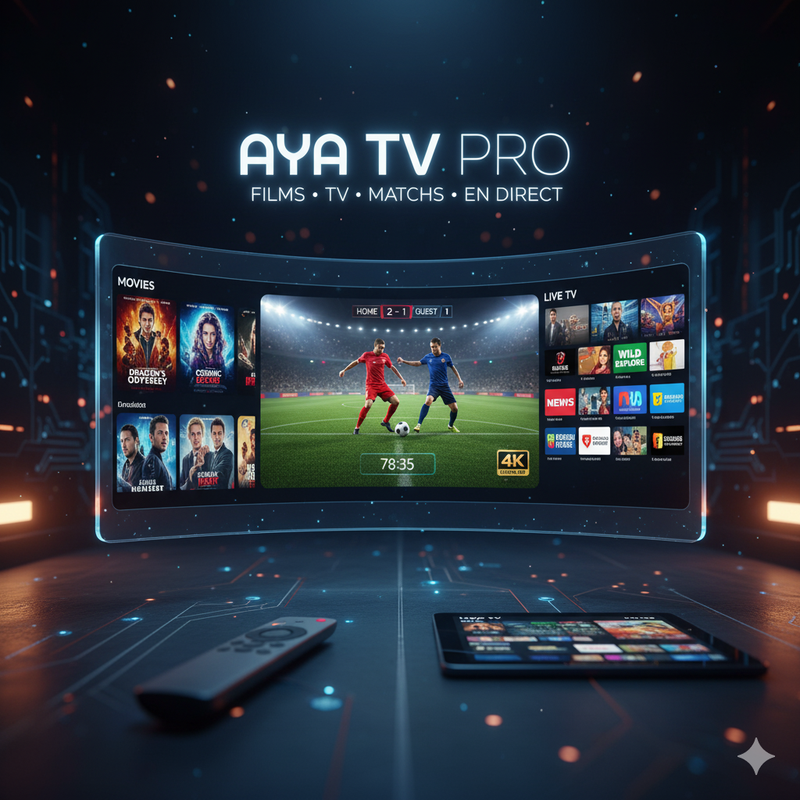 Interface AYA TV PRO en Haute Qualité sur TV et Mobile