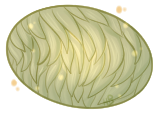 A green-yellow egg that appears to be made of grass. It glows lightly from within and has floating light motes around it