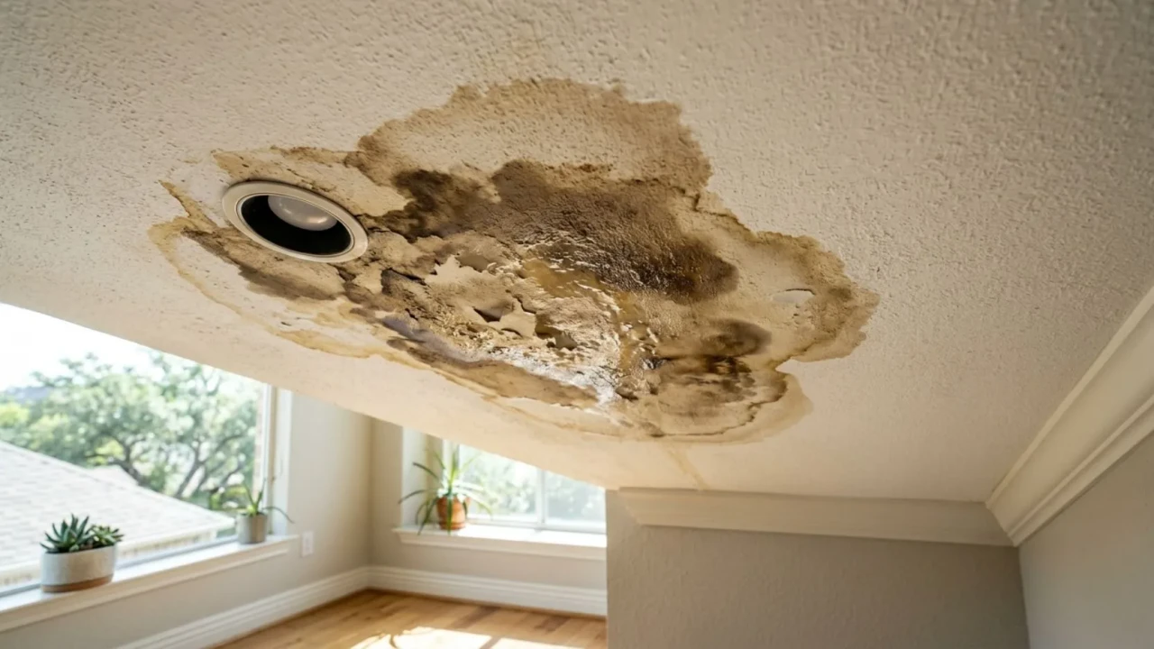 Roof leak water stain ceiling Austin Texas home