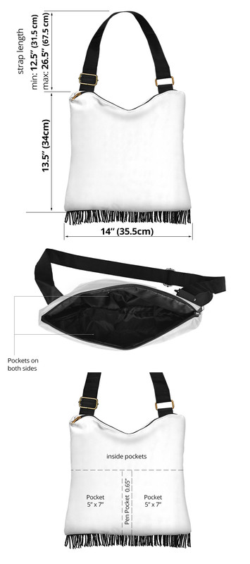 Motocross Crossbody Boho Handbag sizing chart