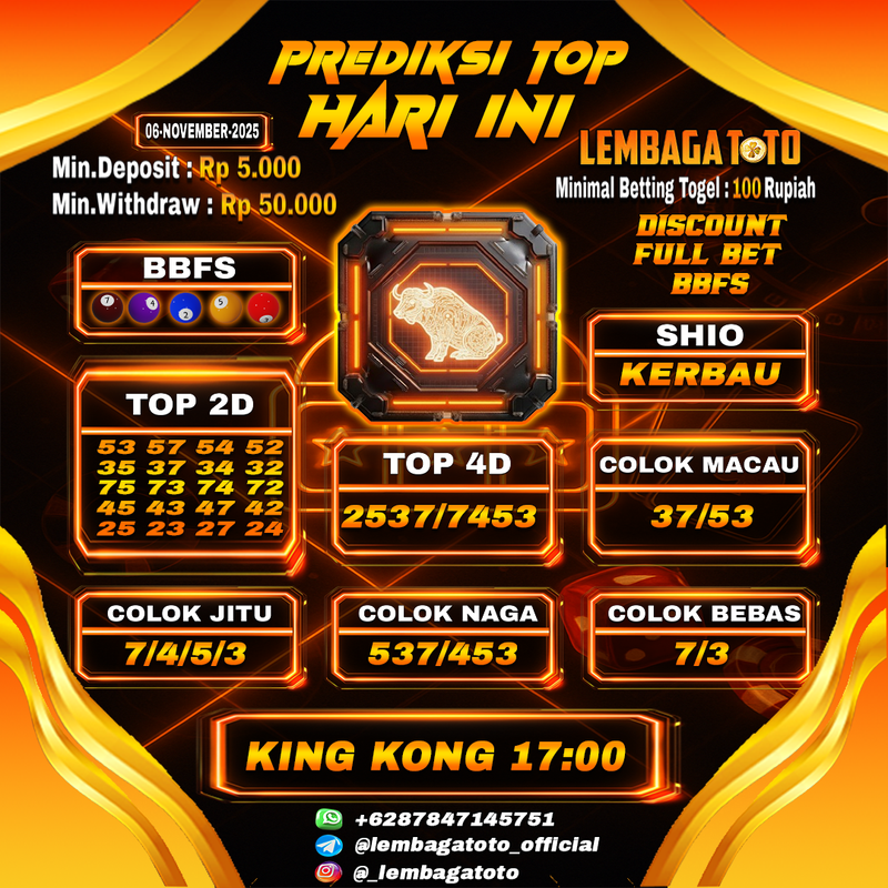 Prediksi Togel 06 Nov 2025 Lembagatoto
