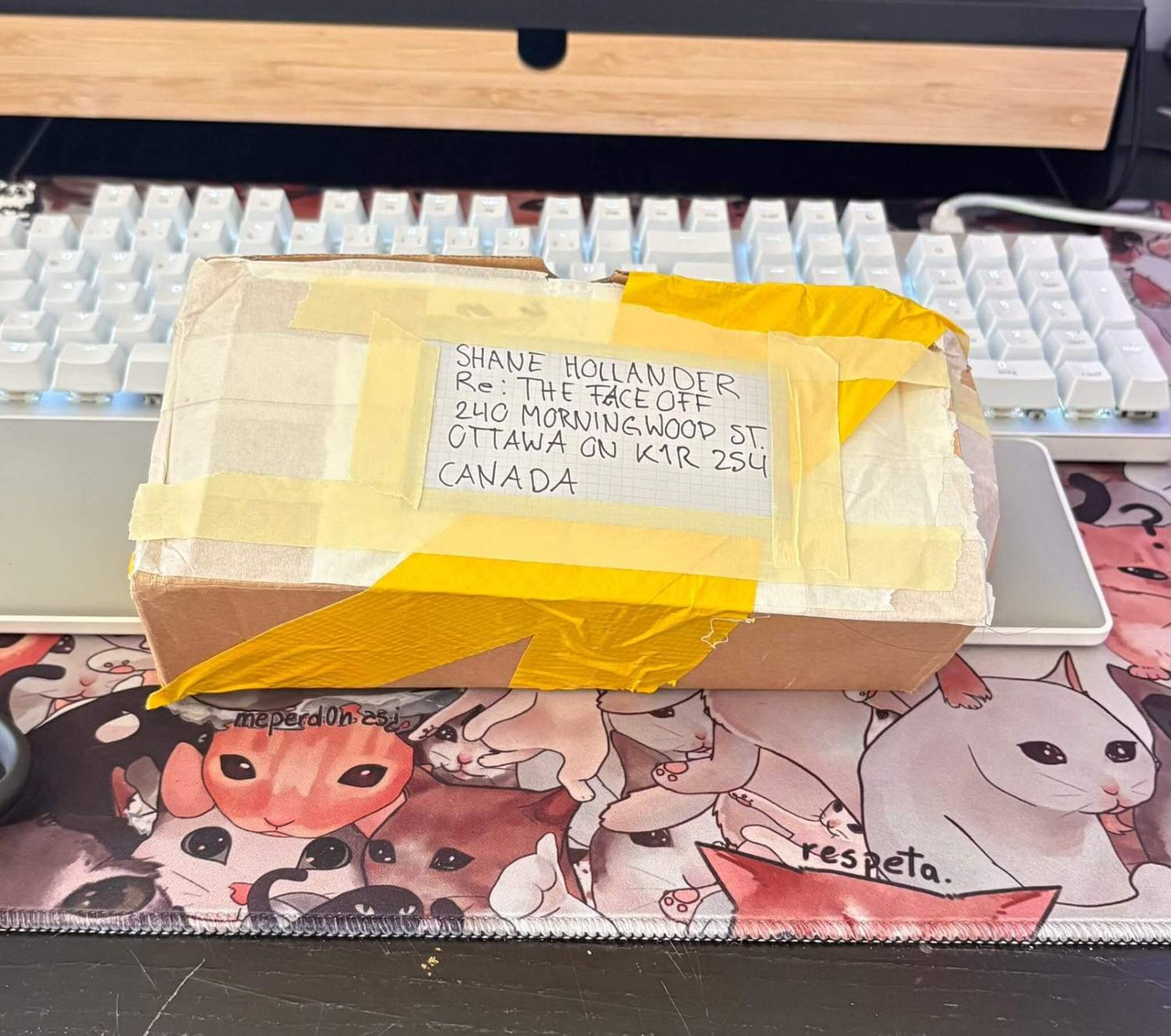 Ginger ale parcel addressed to The Faceoff