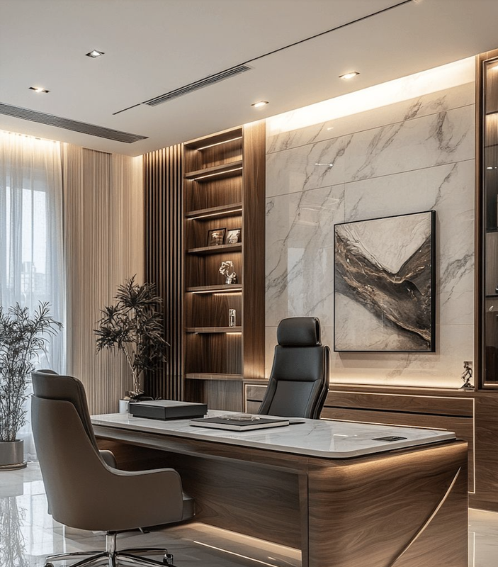 VVăn ph&ograve;ng, sảnh lễ t&acirc;n, h&agrave;nh lang dự &aacute;n căn hộ.