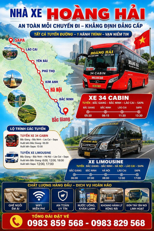 xe hoàng hải limousine bắc giang bắc ninh lào cai sapa