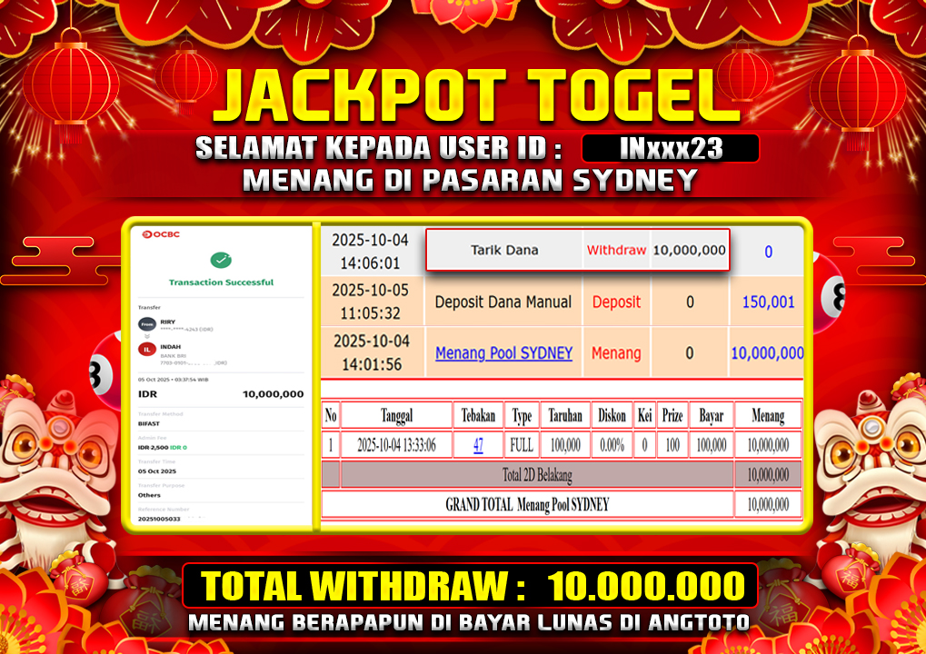 BUKTI JACKPOT LUNAS ANGTOTO