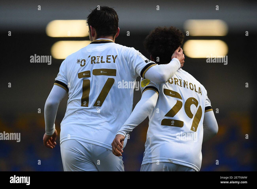 milton keynes dons matt oriley left celebrates scoring his sides first goal of the game with