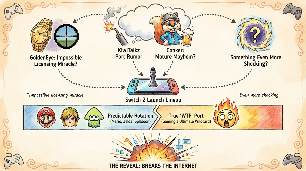 Person typing on retro keyboard with gaming posters in background