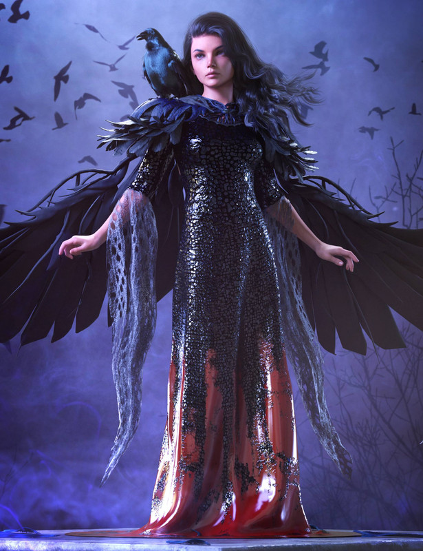 dForce Crow Outfit for Genesis 8 and 8.1 Females dForce Crow Outfit for Genesis 8 and 8.1 Females