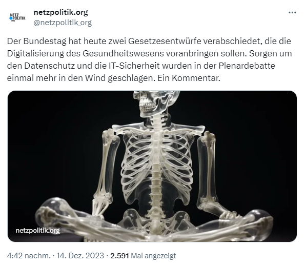 Netzpolitik Kommentar zur Digitalisierung des Gesundheitswesens