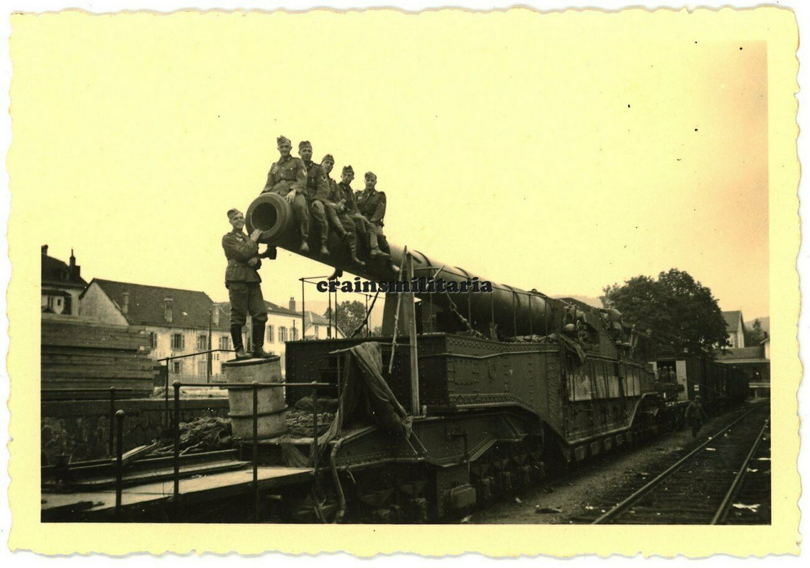 Orig. Foto 34 cm franz. Beute Eisenbahngeschütz Artillerie in Frankreich 1940(2)