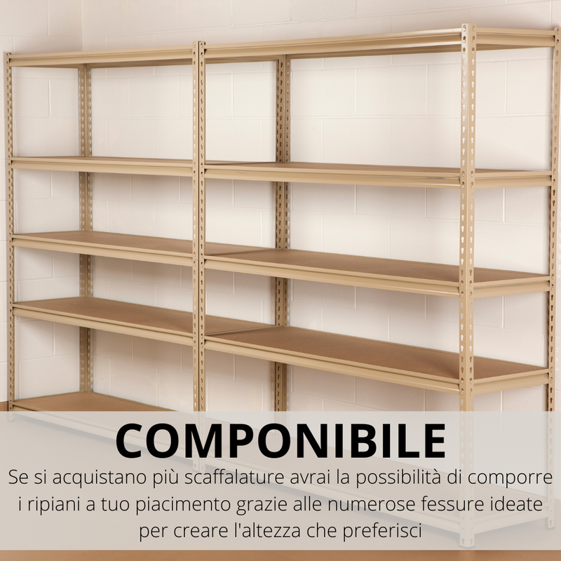 Scaffale 5 Ripiani Componibile Da 875kg Di Portata 11 Scaffale 5 Ripiani Componibile Da 875kg Di Portata -Negozio al dettaglio VIDAXL || HOMCOM || Songmics