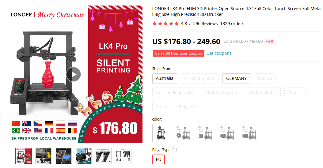 Screenshot_2020-12-24 US $176 8 48% OFF LONGER LK4 Pro FDM 3D Printer Open Source 4 3” Full Color To