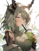 __anime_girl_with_horns_drinking_a_drink_in_the_style_of_light__cfae08f8-e321-470f-a1c3-de635c04a6e4
