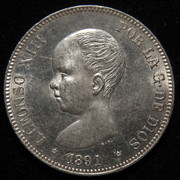 5 pesetas Alfonso XII 1891. PAS7281