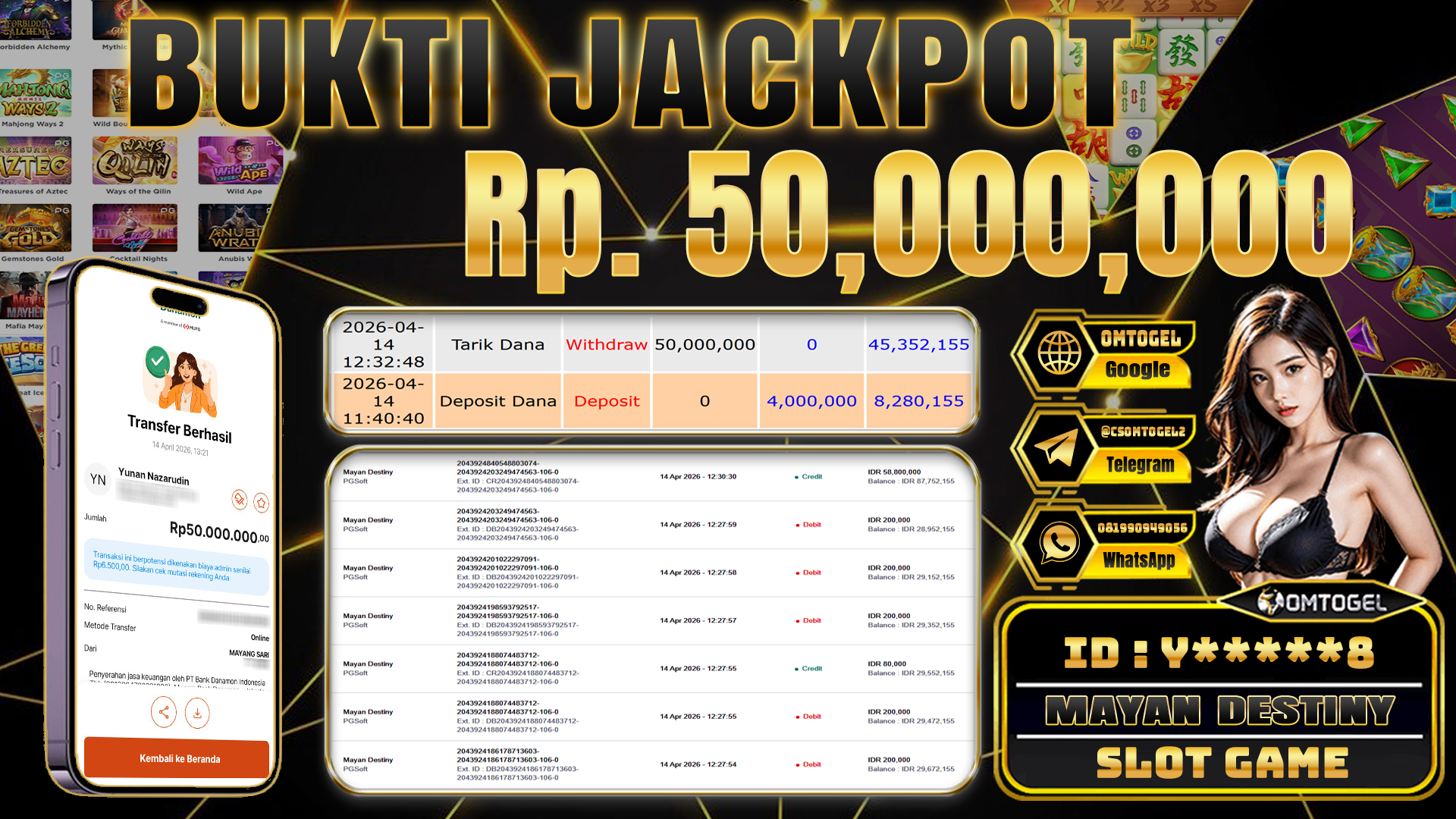 OMTOGEL JACKPOT PGSOFT MAYAN DESTINY ,50 JUTA DI BAYAR LUNAS ,-