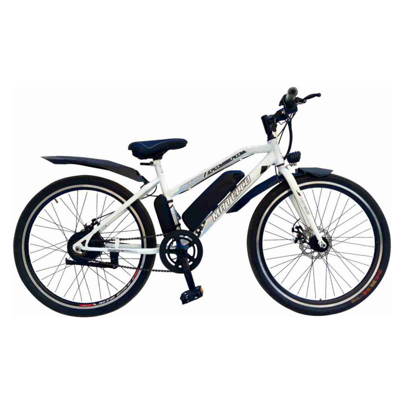 MATELCO LADIES E-Cycle for Women | 26" inch | Dual Disc Brake | Pedal Assist 26 T Mountain Cycle (Single Speed, White, Rigid)