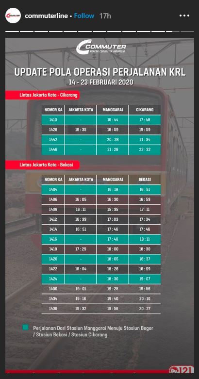 Jadwal krl manggarai bogor