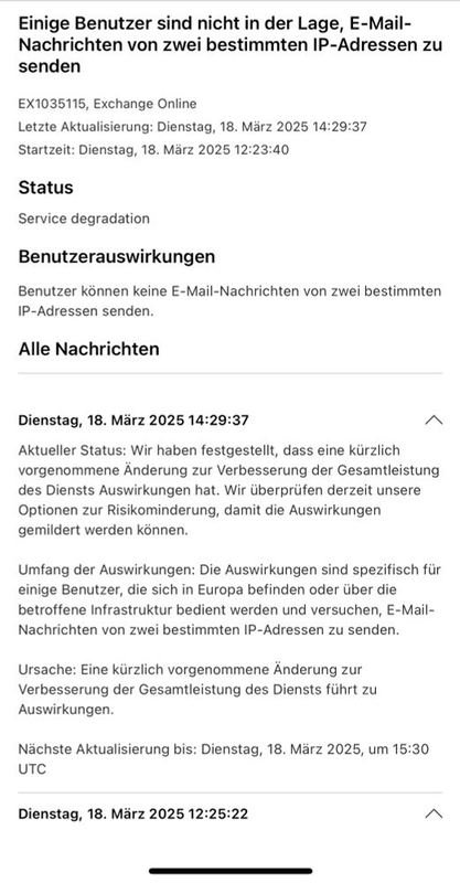 Exchange Online Störung EX1035115