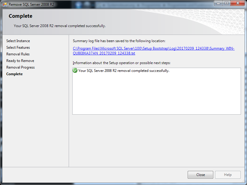 Uninstall SIMATIC WinCC Runtime Prof. SQL Server Instance Uninstall SIMATIC WinCC Runtime Prof. SQL Server Instance
