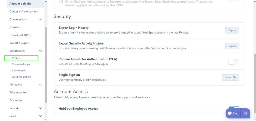 Hubspot account API Key