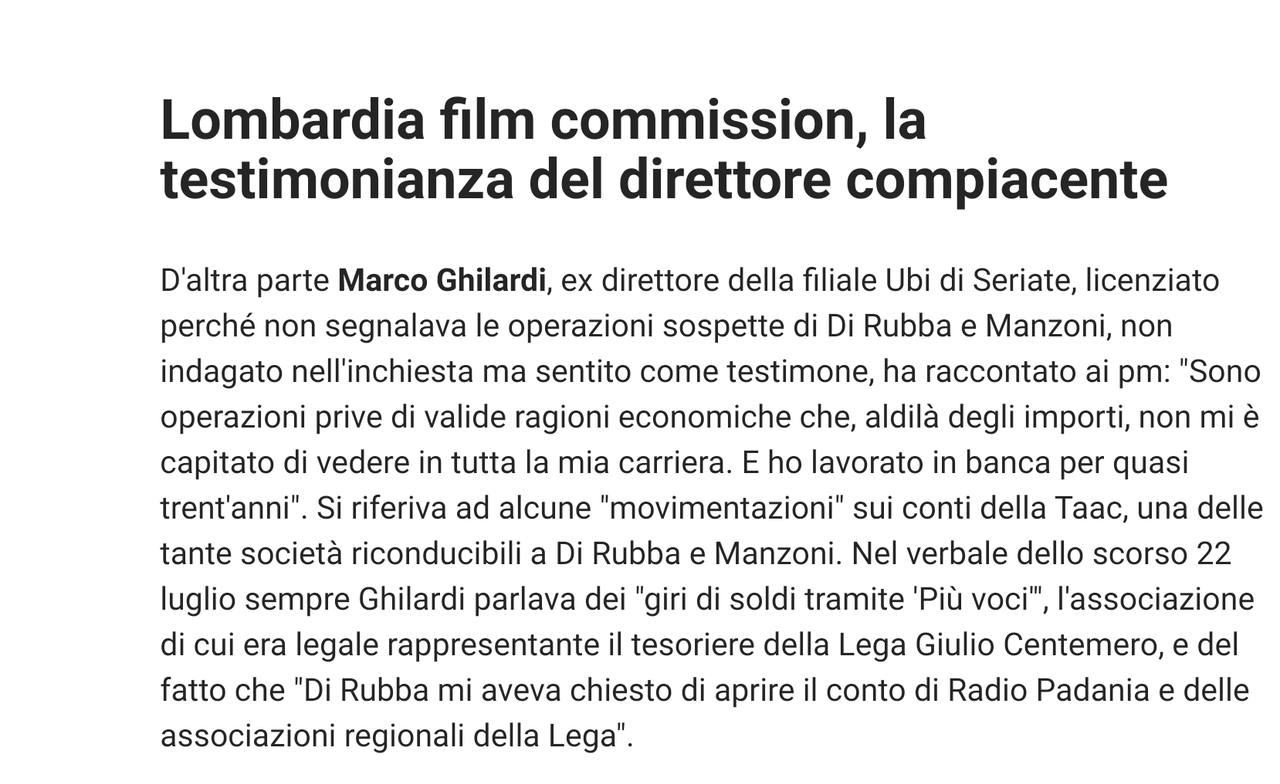 La LEGA ed i rapporti con la Famiglia dei