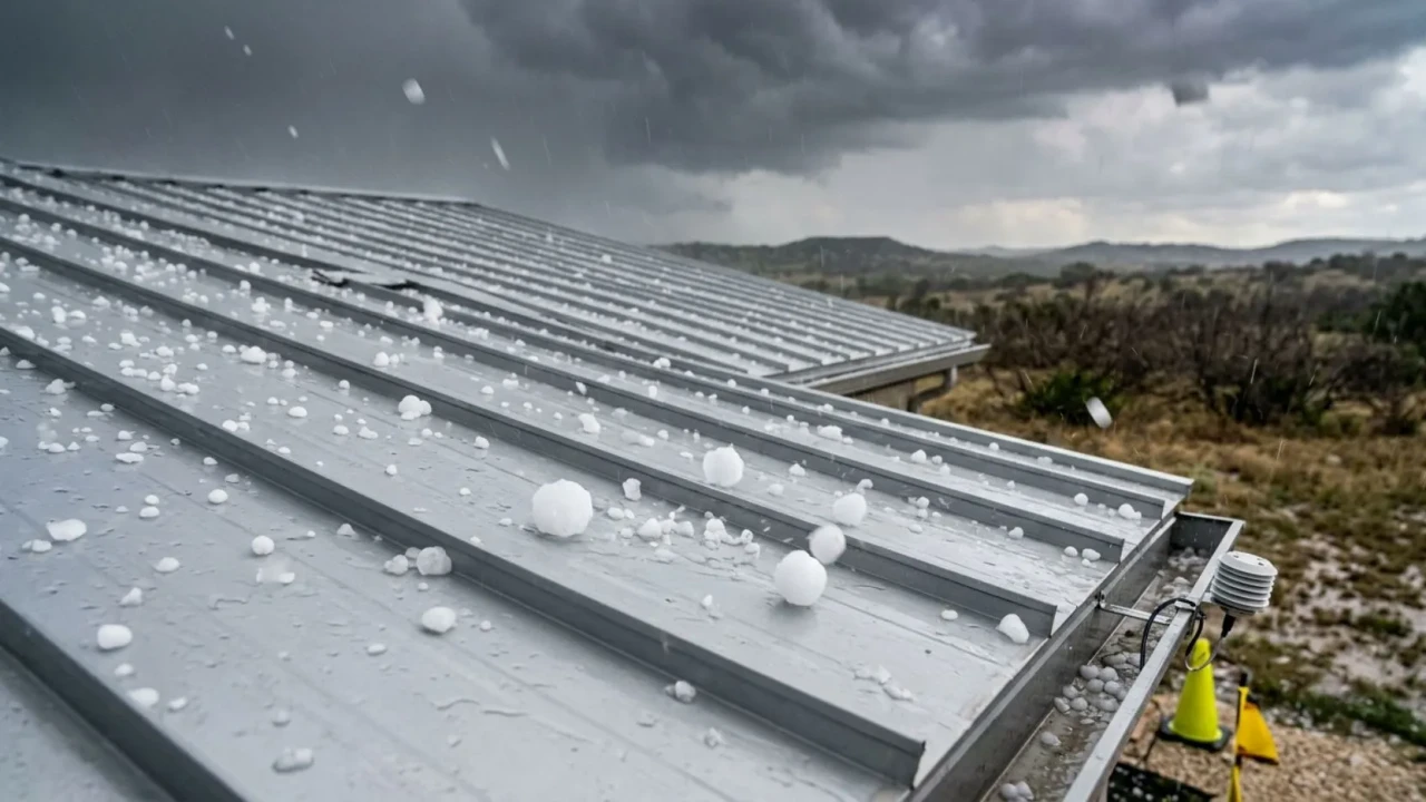Metal roof withstanding hail storm in Texas  impact resistance test