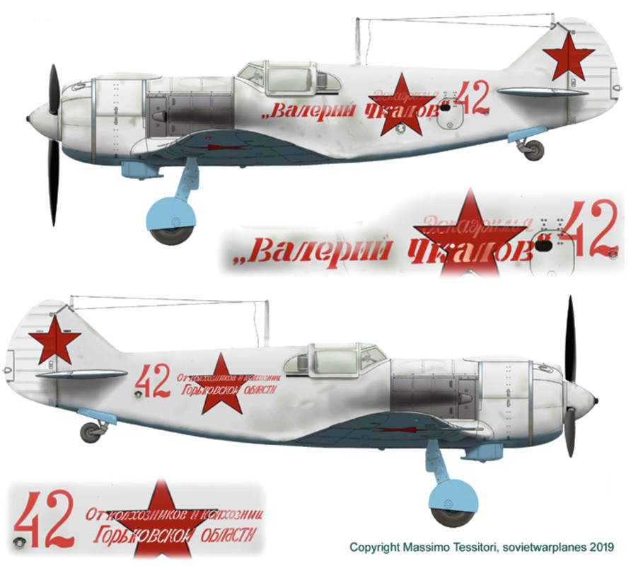 Lavochkin-La-5-193IAP-Red-42-slogan-Eskadrilya-Valeriy-Chkalow-Feb-1943-0A