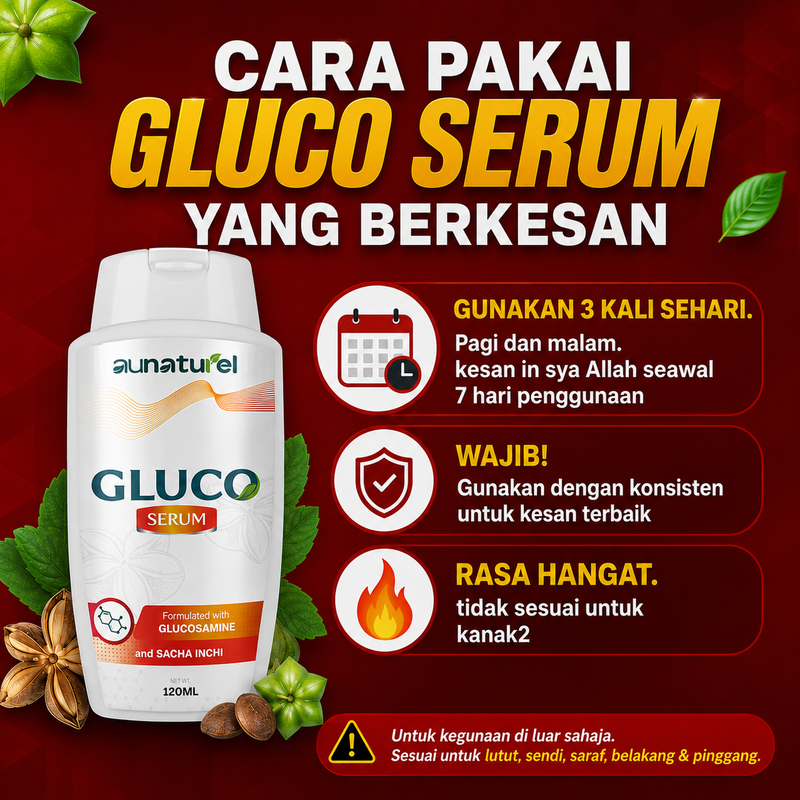 Cara penggunaan Gluco Serum — sapu 3 kali sehari