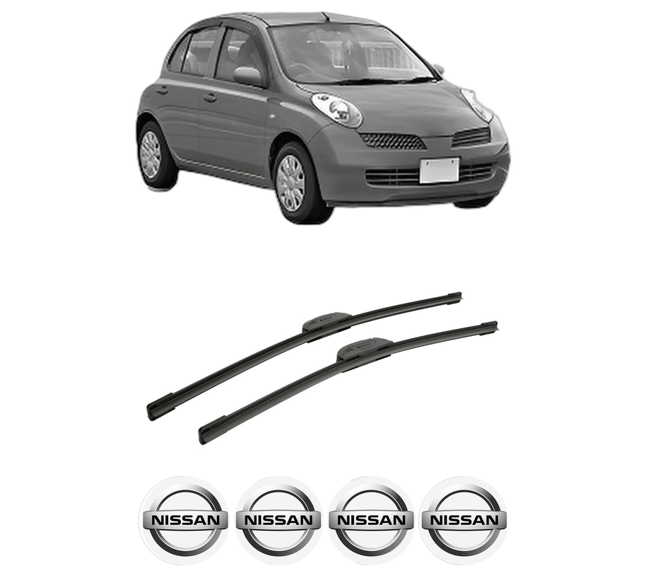Set stergatoare auto NISSAN MICRA III (K12) din 2002-2010, pentru parbriz auto, 2 bucati, Bosch Aerotwin Retrofit, din cauciuc siliconat rezistent, 4 Stickere Auto NISSAN