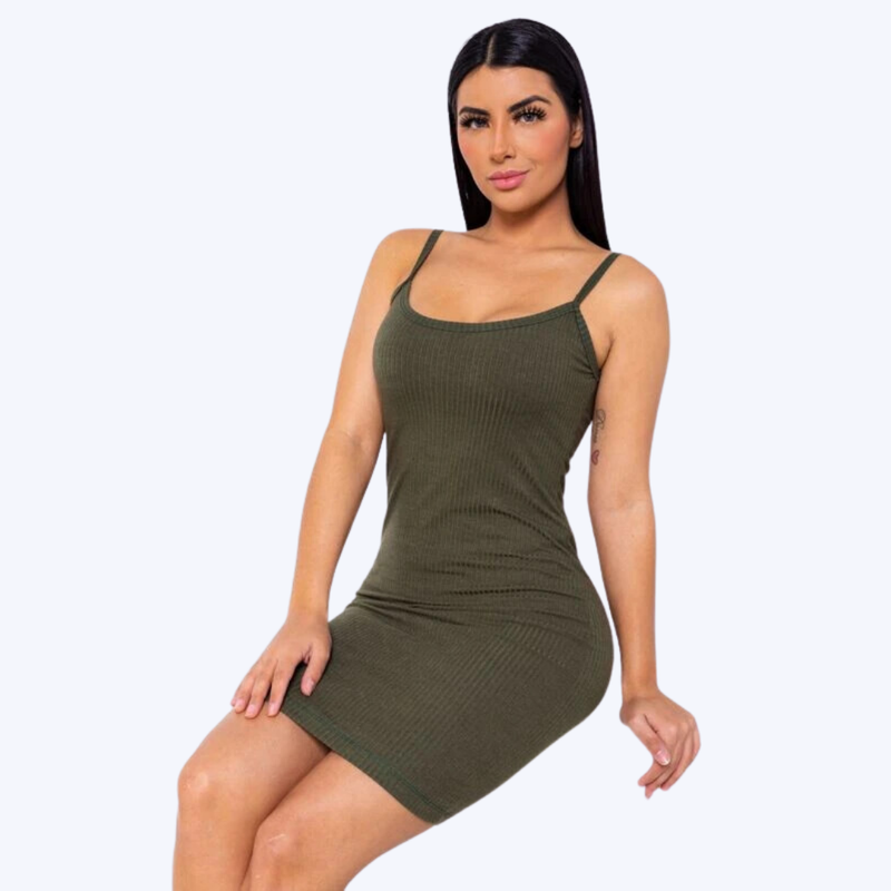 Vestido Malha Canelada Alcinha - Tamanho Único Cores Variadas