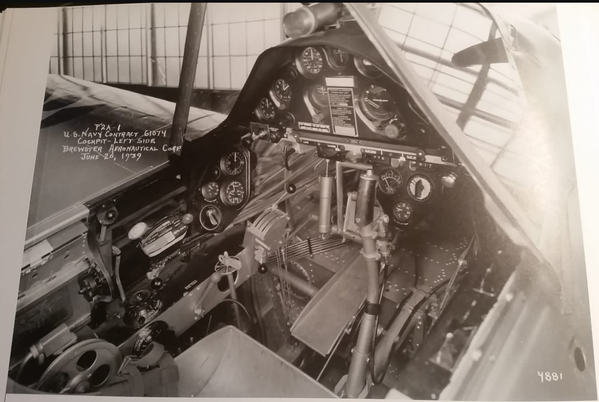 Brewster F2A-1 cockpit left-hand side