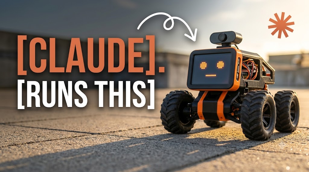 AI-generated example result for the youtube-thumbnail prompt: Claude Runs This Robot Thumbnail – AI-Powered DIY Rover Design AI YouTube Thumbnail Prompt