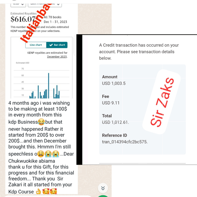 Amazon KDP student testimonial and result