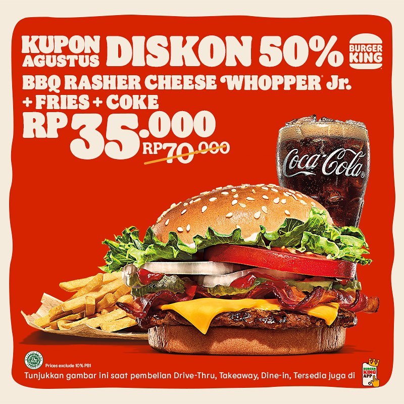 Promo Burger King Agustus 2021 Diskon 50 Persen, Cek Syarat dan