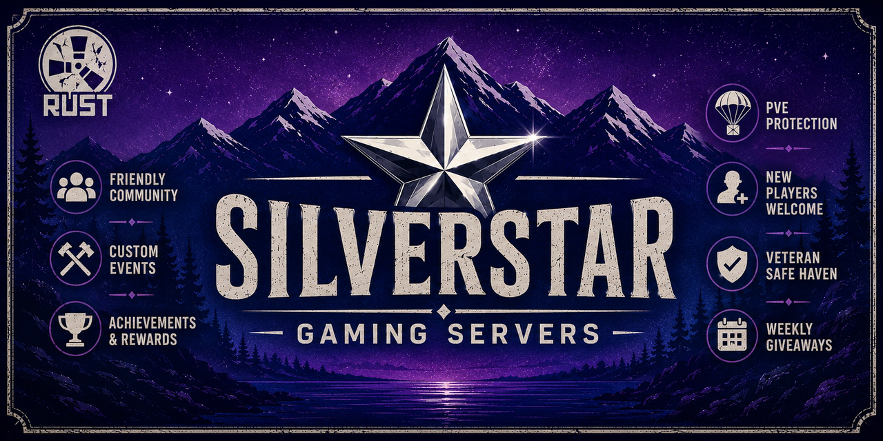 Баннер сервера SilverStar PvE (EU) | No Decay | Events | Noob Friendly