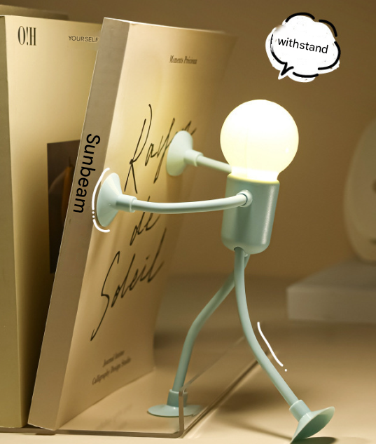 Lámpara de noche Infantil con forma de Hombre bombilla, with Sucker y botón, ideal Como Creative GIFT y Divertida. - details 4