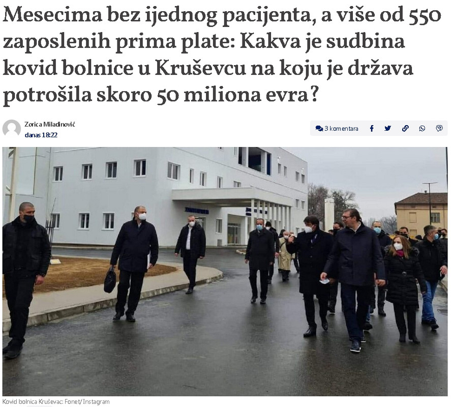 Kovid bolnica u Kruševcu:Mesecima bez ijednog pacijenta, a više od 550 zaposlenih prima plate Screenshot-10774