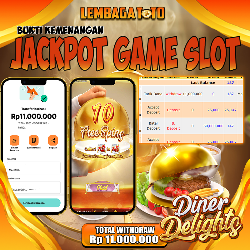 BUKTI JACKPOT 18 NOVEMBER LEMBAGATOTO DINER DELIGHTS Rp.11.000.000,- LUNAS