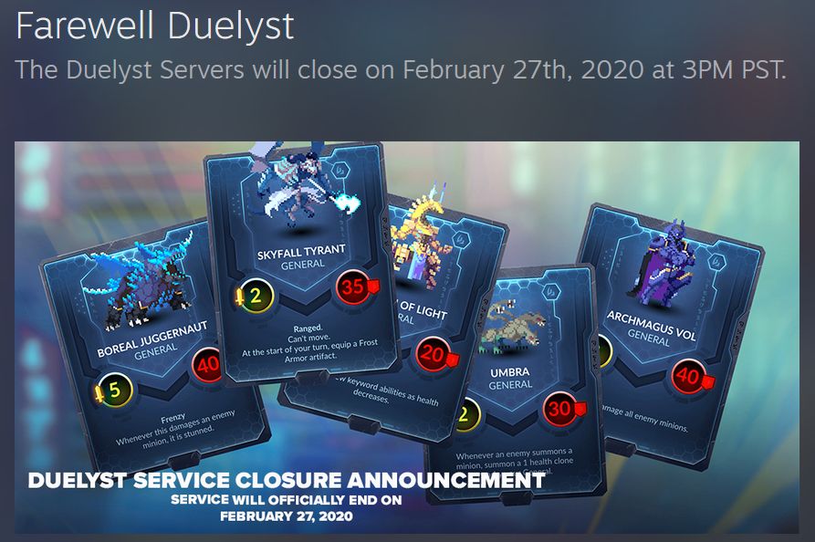 Duelyst to shut down servers February 27th | ResetEra