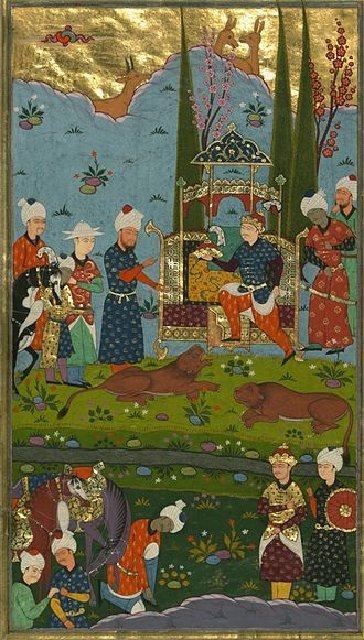 Yadkar-al-Katib-Bahram-Gur-Seizes-the-Crown-After-Having-Killed-Two-Lions-Walters.jpg